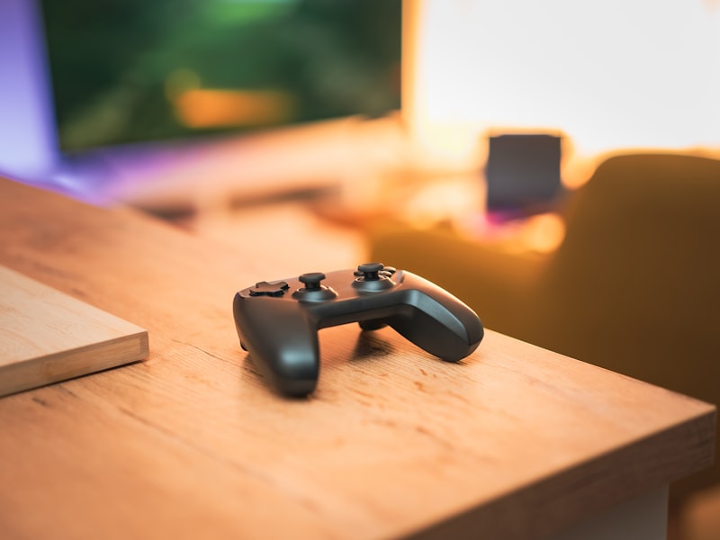 A handheld gaming console on a desk